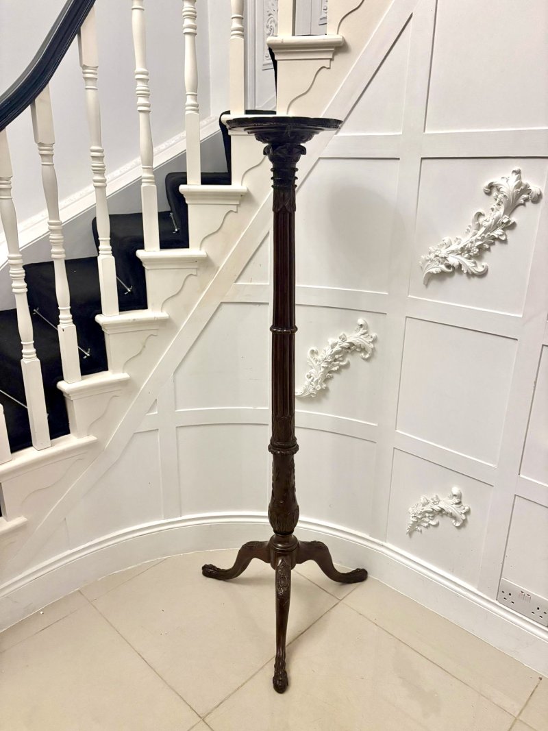 Superior Quality Antique Victorian Carved Mahogany Torchère / Plant Stand